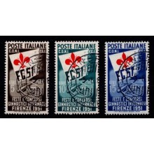 1951 - Italien - AFA 754-56 - Frimærke - International gymnastikkonkurrence i Firenze - Komplet sæt - Stemplet.